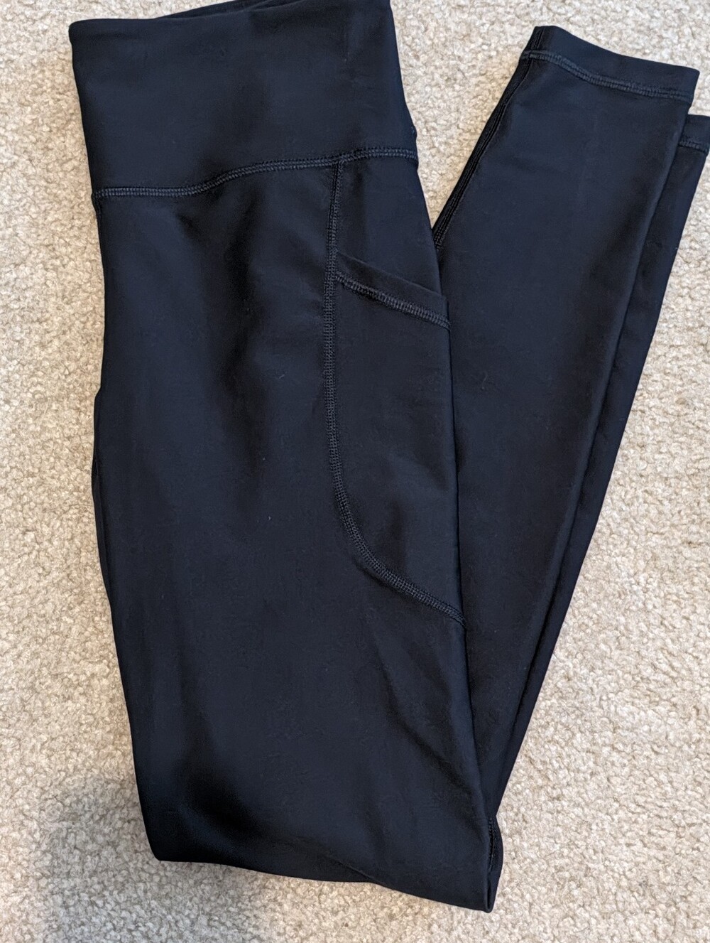 Old Navy Active PowerSoft High-Rise Leggings w/ Side Pockets, Black, Size M